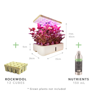 Urban Plant Growers Terra Garden Adjustable height hydroponic smart garden includes rockwool growth medium and bottle of hydroponic nutrients